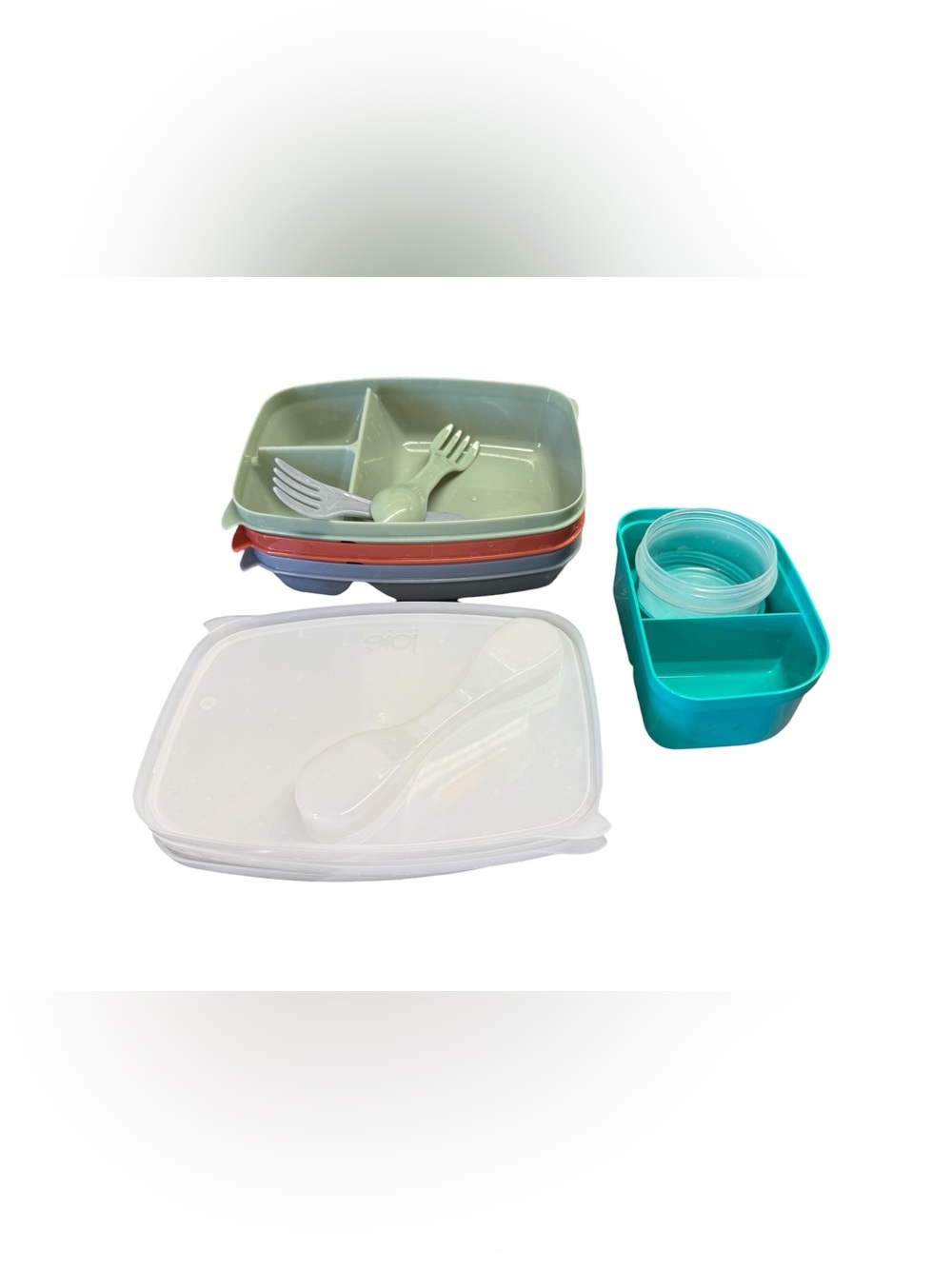 🫶🏻 Mixed Stackable Divided Lunch Box Set with Utensils as Shown